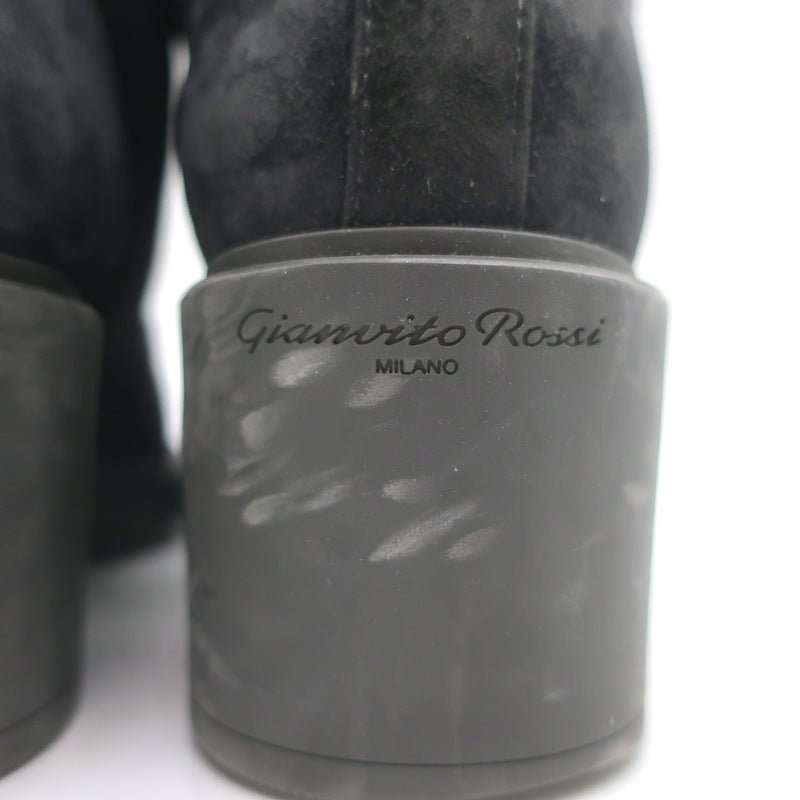 Gianvito Rossi Foster Lace-Up Combat Boots Charcoal Suede Size 37.5
