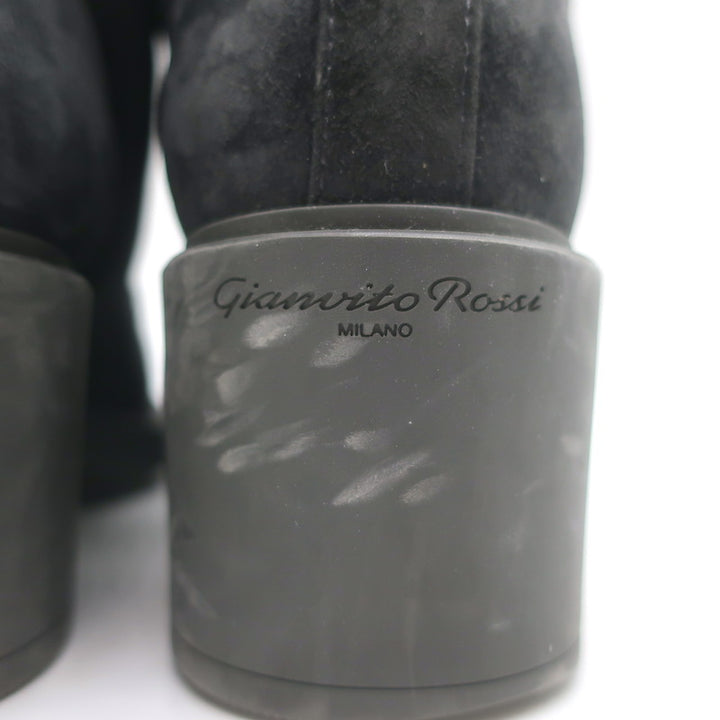 Gianvito Rossi Foster Lace-Up Combat Boots Charcoal Suede Size 37.5