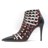 Valentino Alcove Rockstud Strappy Booties Black Patent Leather Size 38 NEW