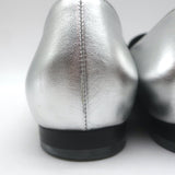 Gucci Kira Metallic Leather Horsebit Flats Silver Size 38
