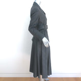 Prada Pleated-Side Coat Gray Checked Wool Size 40 Single Breasted Belted Jacket