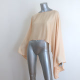 L'Academie Draped-Sleeve Blouse Light Gold Satin Size Extra Small/Small