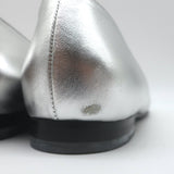 Gucci Kira Metallic Leather Horsebit Flats Silver Size 38
