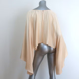 L'Academie Draped-Sleeve Blouse Light Gold Satin Size Extra Small/Small