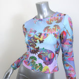 Cynthia Rowley Sunkissed Rashguard Top Blue Butterfly Print Size Medium