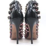 Valentino Alcove Rockstud Strappy Booties Black Patent Leather Size 38 NEW