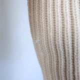 Alexander McQueen luxury ribbed wool peplum cardigan, ivory, size L, pre-owned with minor wear