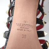 Valentino Alcove Rockstud Strappy Booties Black Patent Leather Size 38 NEW