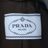 Prada Pleated-Side Coat Gray Checked Wool Size 40 Single Breasted Belted Jacket