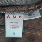 AMO Lola Jean Jacket with Pins True Blue Cotton Size Small NEW