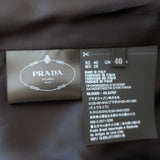 Prada Pleated-Side Coat Gray Checked Wool Size 40 Single Breasted Belted Jacket