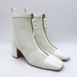 Christian Louboutin Kimi 55 Perforated Patent Leather Ankle Boots White Size 38