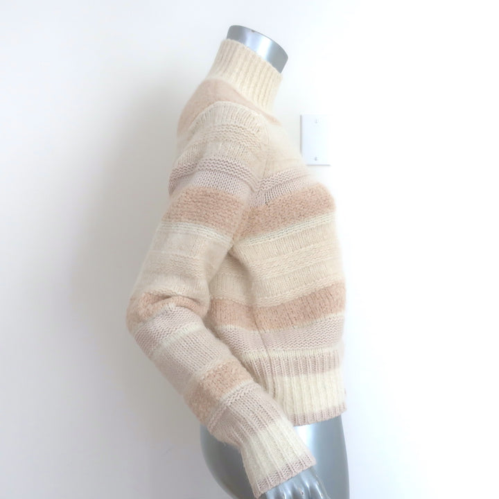 Zimmermann Lyrical Stripe Turtleneck Sweater Cream/Pink Alpaca-Blend Size 2