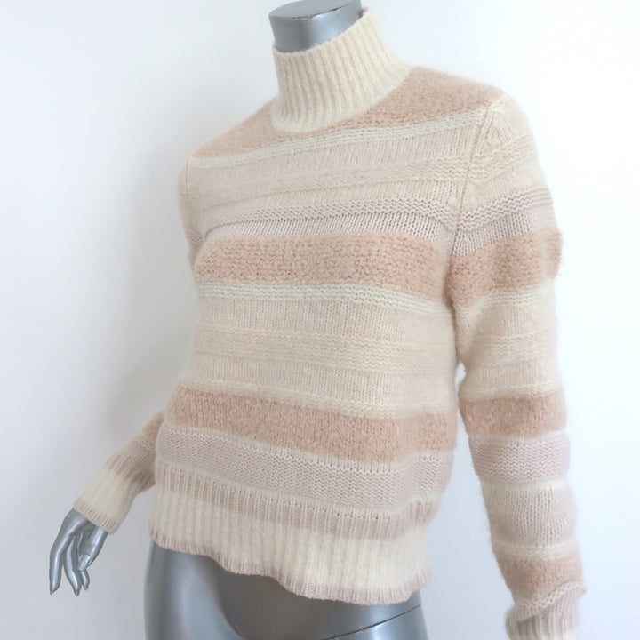 Zimmermann Lyrical Stripe Turtleneck Sweater Cream/Pink Alpaca-Blend Size 2