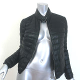 Moncler Delfi Leather Down Puffer Jacket Black Size 0