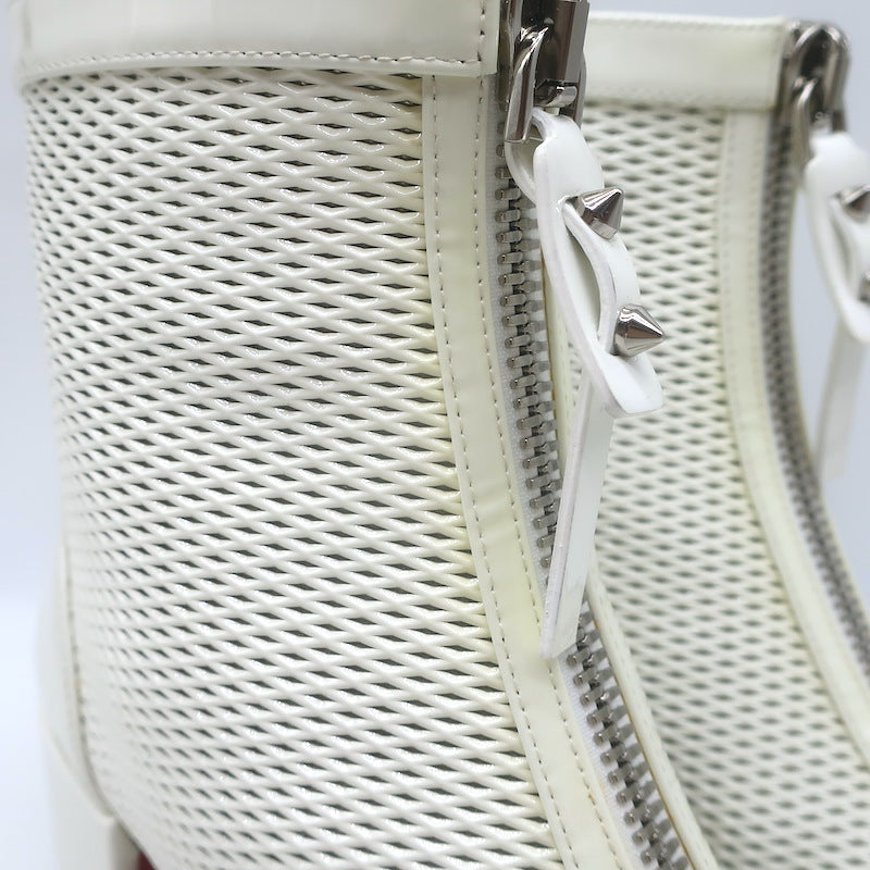 Christian Louboutin Kimi 55 Perforated Patent Leather Ankle Boots White Size 38