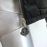 Moncler Delfi Leather Down Puffer Jacket Black Size 0