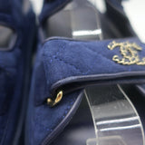 Chanel Chain-CC Quilted Suede Dad Sandals Navy Size 37