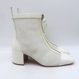 Christian Louboutin Kimi 55 Perforated Patent Leather Ankle Boots White Size 38