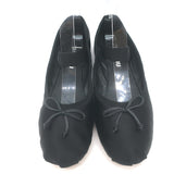 Miu Miu Logo Strap Ballet Flats Black Satin Size 38 NEW