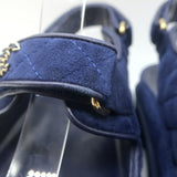 Chanel Chain-CC Quilted Suede Dad Sandals Navy Size 37