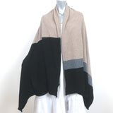 360 Cashmere Colorblock Shawl Scarf Beige/Black NEW