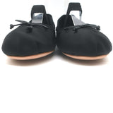 Miu Miu Logo Strap Ballet Flats Black Satin Size 38 NEW