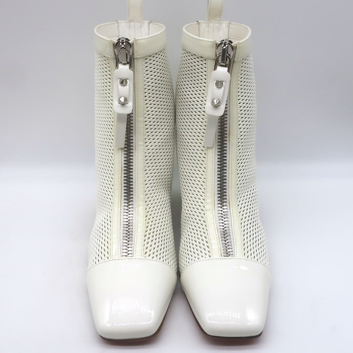 Christian Louboutin Kimi 55 Perforated Patent Leather Ankle Boots White Size 38