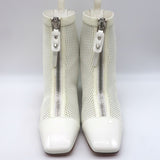 Christian Louboutin Kimi 55 Perforated Patent Leather Ankle Boots White Size 38