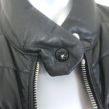 Moncler Delfi Leather Down Puffer Jacket Black Size 0