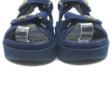 Chanel Chain-CC Quilted Suede Dad Sandals Navy Size 37