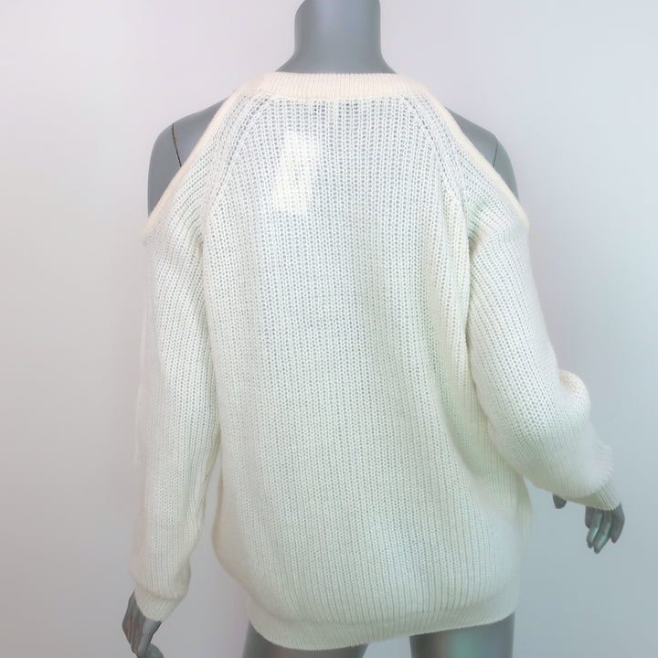 IRO Lineisy Cold-Shoulder Sweater Ivory Alpaca-Blend Knit Size Extra Small NEW