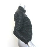 Moncler Delfi Leather Down Puffer Jacket Black Size 0