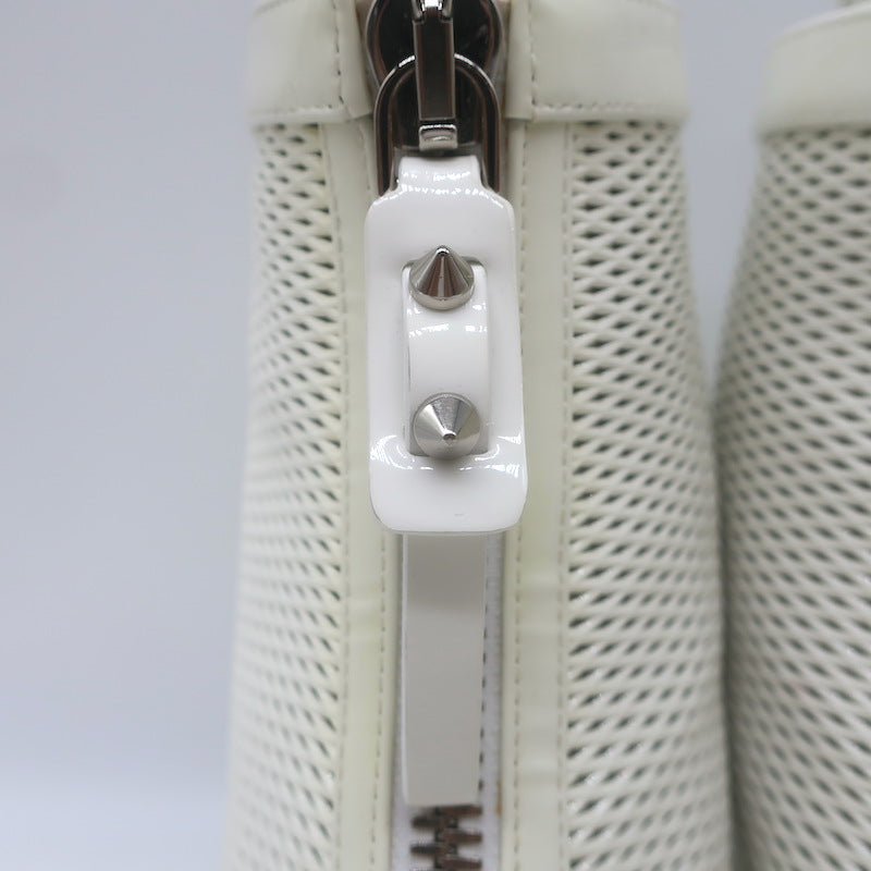 Christian Louboutin Kimi 55 Perforated Patent Leather Ankle Boots White Size 38