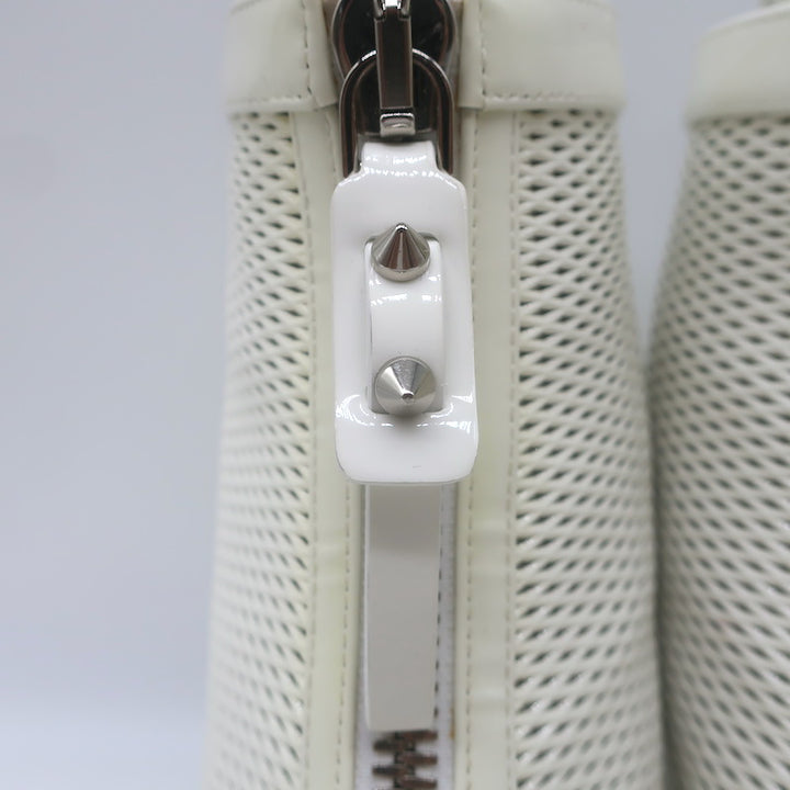 Christian Louboutin Kimi 55 Perforated Patent Leather Ankle Boots White Size 38