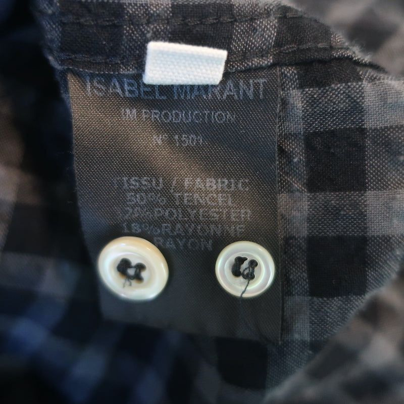 Isabel Marant Etoile Shirtdress Rane Gray Gingham Size 38 Long Sleeve Dress