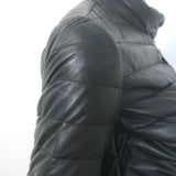 Moncler Delfi Leather Down Puffer Jacket Black Size 0
