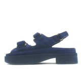 Chanel Chain-CC Quilted Suede Dad Sandals Navy Size 37