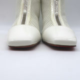 Christian Louboutin Kimi 55 Perforated Patent Leather Ankle Boots White Size 38