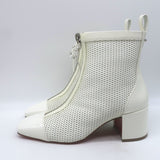Christian Louboutin Kimi 55 Perforated Patent Leather Ankle Boots White Size 38