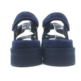Chanel Chain-CC Quilted Suede Dad Sandals Navy Size 37