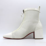 Christian Louboutin Kimi 55 Perforated Patent Leather Ankle Boots White Size 38