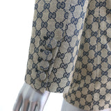 Gucci GG jacquard canvas blazer, beige two-button jacket, size 38 — pre-owned, authentic luxury