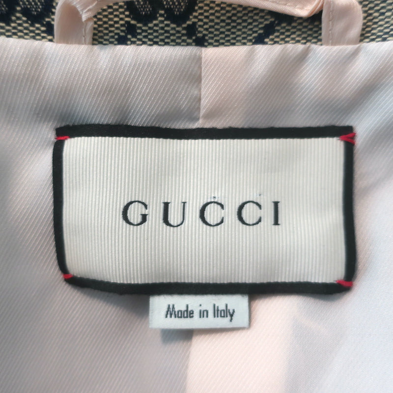 Gucci GG jacquard canvas blazer in beige, two-button size 38, authentic pre-owned luxury jacket