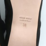 Miu Miu Logo Strap Ballet Flats Black Satin Size 38 NEW