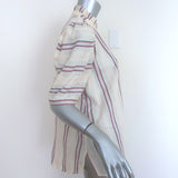 Alix of Bohemia Winnie Shirt Cream Striped Basket Weave Cotton Size Small
