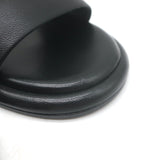 Chanel 23K CC Gold-Heel Slide Sandals Black Leather Size 37