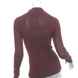 Isabel Marant Zasha Sweater Burgundy Linen-Blend Thin Ribbed Knit Size 36 NEW