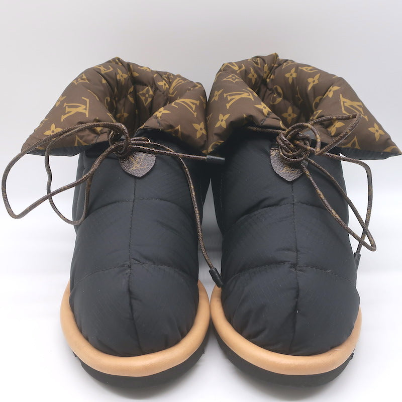 Louis Vuitton Pillow Comfort Ankle Boots Black &amp; Brown Monogram Nylon Size 38