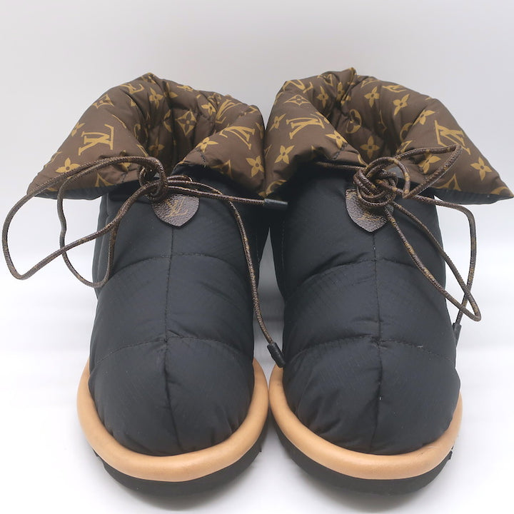 Louis Vuitton Pillow Comfort Ankle Boots Black &amp; Brown Monogram Nylon Size 38